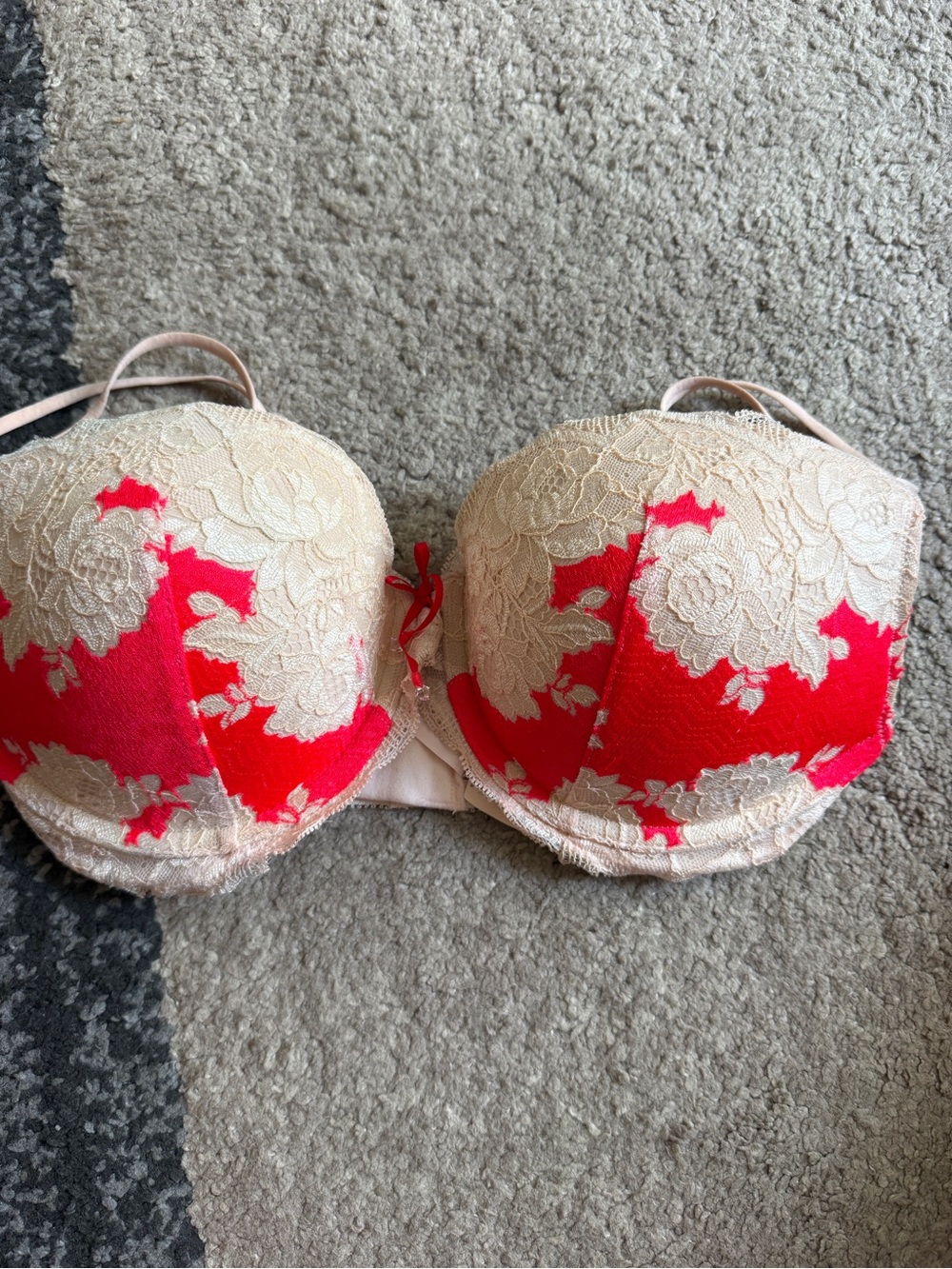 Victoria’s Secret Beige and Pink Lace Push-Up Bra - 34DD